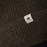 Huttelihut Dark Brown Melange Lue Strikk Alpaca Pompoms