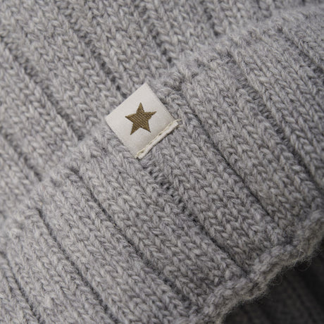 Huttelihut Medium Grey Melange Lue Strikk Alpaca Pompom