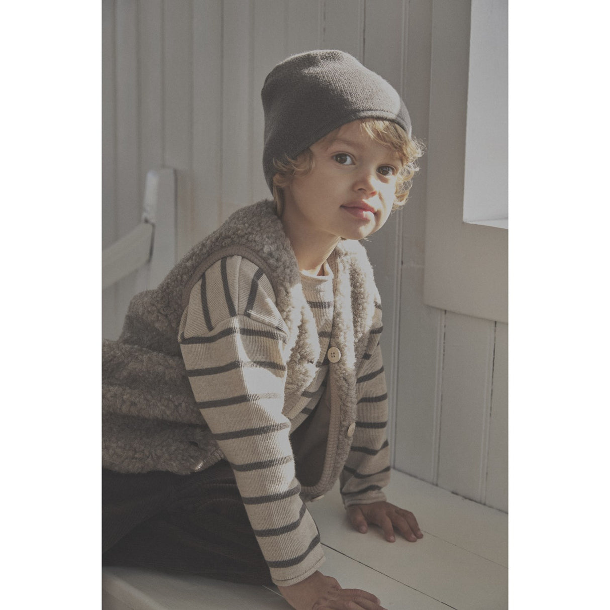 Huttelihut Camel Melange Vest Ull Teddybjørn W. Lining