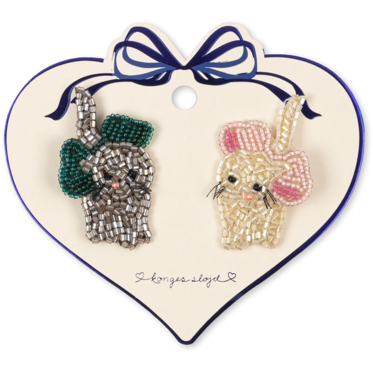 Konges Sløjd Bow Kitty 2 Pakke Bue Kitty Beaded Hair Clip