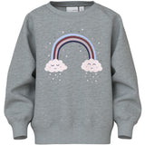 Name It Grey Melange Rainbow Clouds Nmfvenus Ls Nreg Sweat Bru