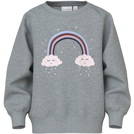 Name It Grey Melange Rainbow Clouds Nmfvenus Ls Nreg Sweat Bru