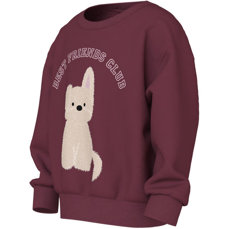 Name It Burgundy Best Friend Club Nmfviloui Ls Rlx Sweat Bru