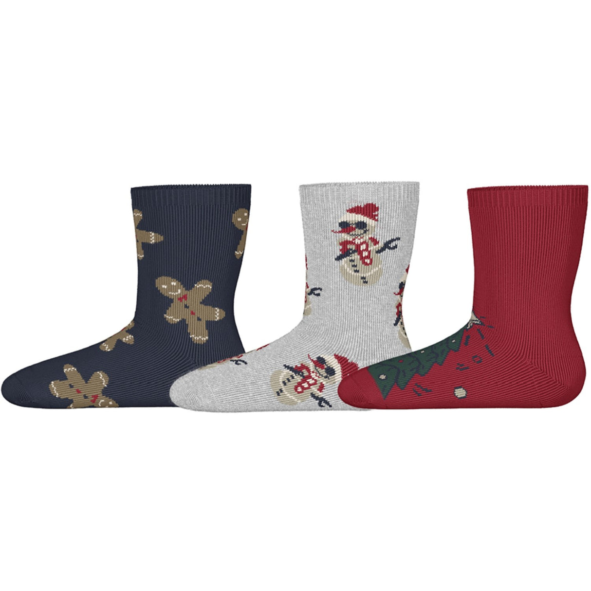 Name It Navy Blazer Grey Melange + Jester Red Nmnrichristmas 3p Strømper