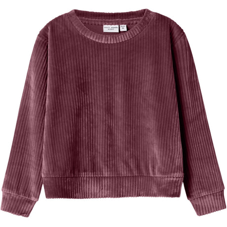 Name It Burgundy Nmfveloa Ls Velvet Short Top