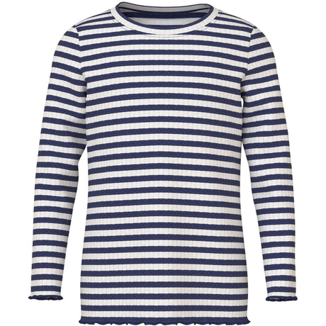 Name It Cloud Dancer Beacon Blue Stripe Nmfvemma Glitter Ls Slim Top