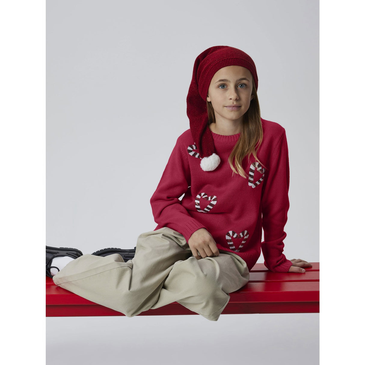 Name It Jester Red Nkfrajul Ls Loose Strikk