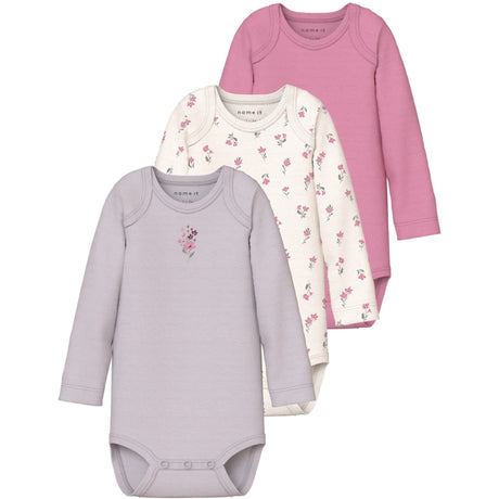 Name It Jet Stream Nbfbody 3P Ls Flower Noos