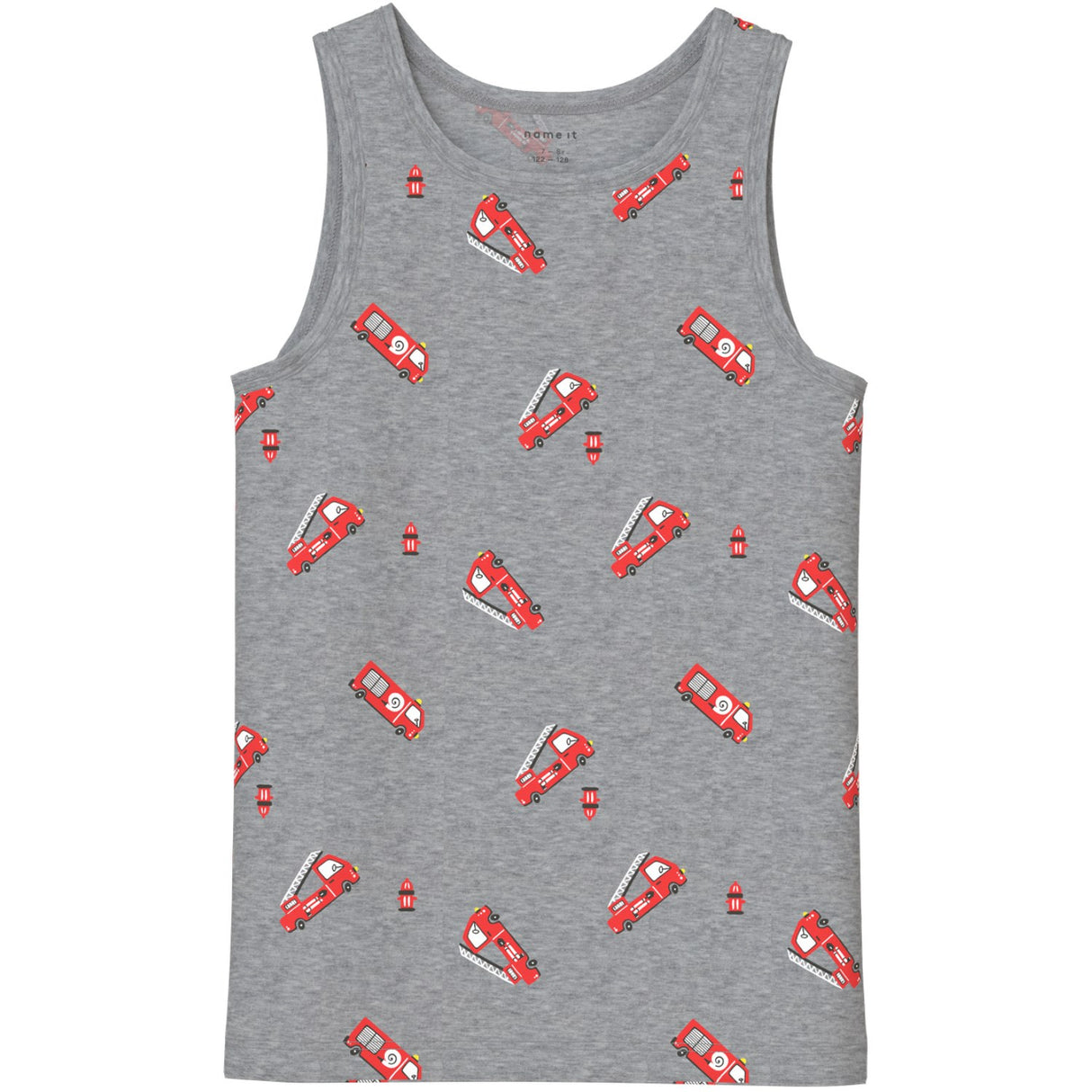 Name It Grey Melange Nmmtank Topp 2P Grey Firetruck Noos