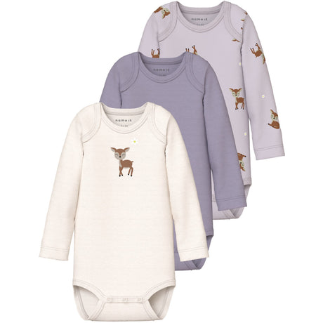 Name It Lilac Marble Nbfbody 3P Ls Lilac Marble Deer Noos