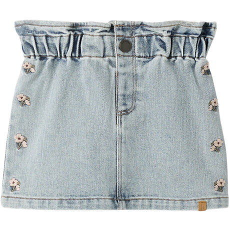 Lil'Atelier Medium Blue Denim Flower Emb Nmfdarlee Doa Dnm Skjørt 4499-Se Lil