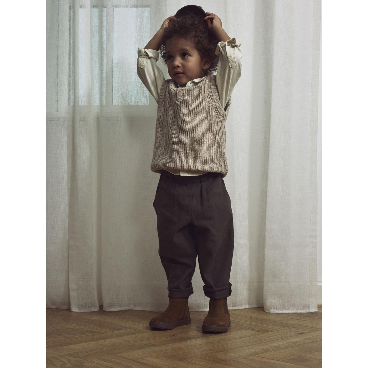 Lil'Atelier Oxford Tan Melange Nmmrokko Strikk Vest Lil