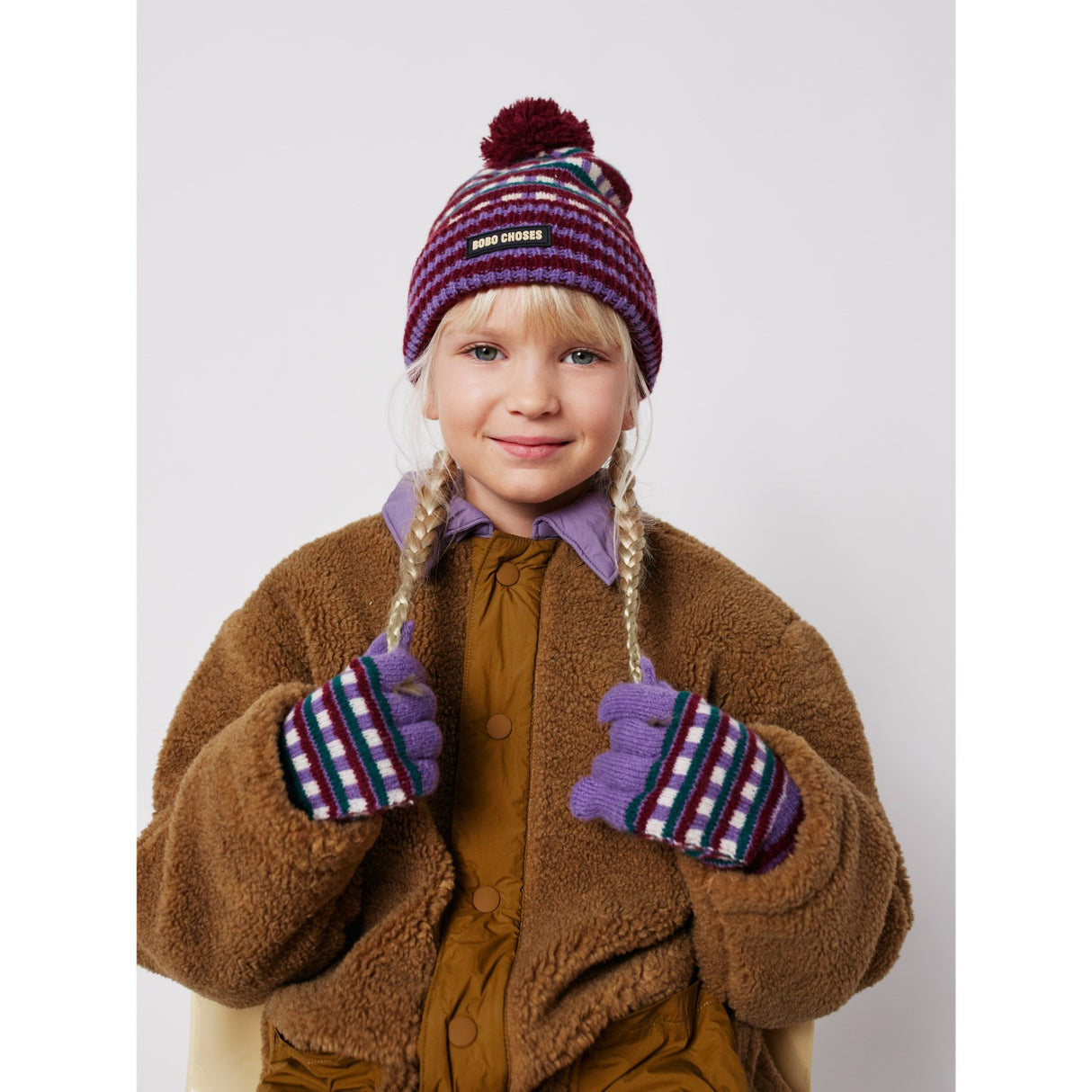 Bobo Choses Purple Jacquard Long Hansker