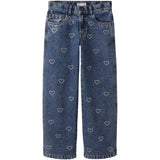 Name It Denim Blue Rhinestone Bows Nkfrose Wide Rhinestone Jeans 4417-Im T