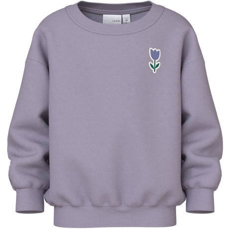 Name It Lavender Gray Tulip Nmfvallene Ls Rlx Sweat Bru