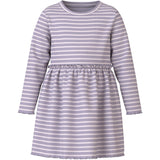 Name It Lavender Gray Lilac Marble Stripe Nmfvemma Ls Kjole