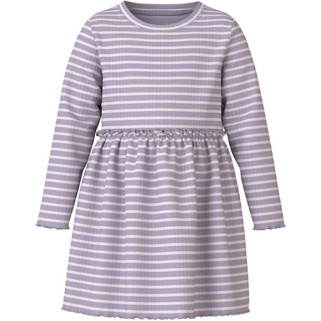 Name It Lavender Gray Lilac Marble Stripe Nmfvemma Ls Kjole