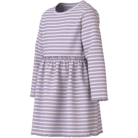 Name It Lavender Gray Lilac Marble Stripe Nmfvemma Ls Kjole