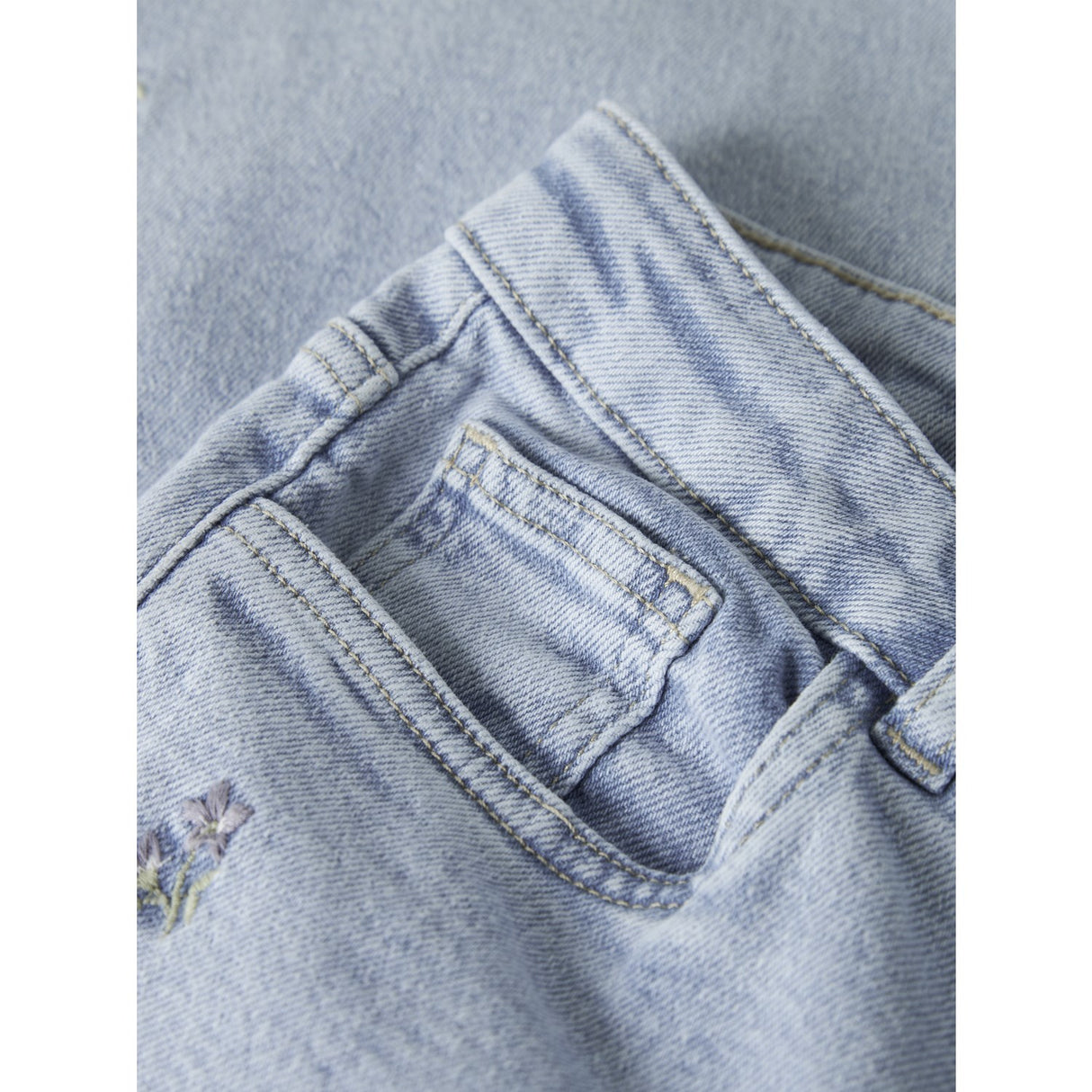 Name It Light Blue Denim Flower Embroidery Nkfrose Wide Emb Jeans 2010-Fr Noos