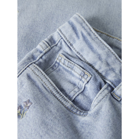 Name It Light Blue Denim Flower Embroidery Nkfrose Wide Emb Jeans 2010-Fr Noos