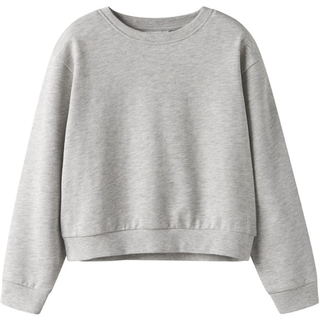 Name It Light Grey Melange Nkfmille Kort Nreg Ls Swe O-Neck Noos