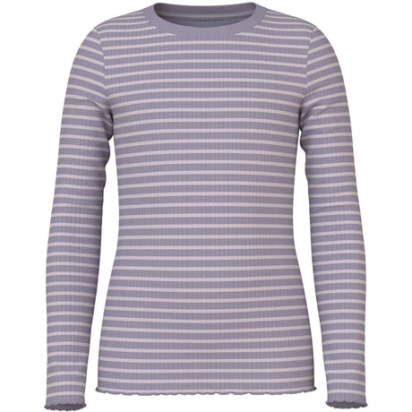 Name It Lavender Gray Lilac Marble Stripe Nkfvemma Ls Slim Topp