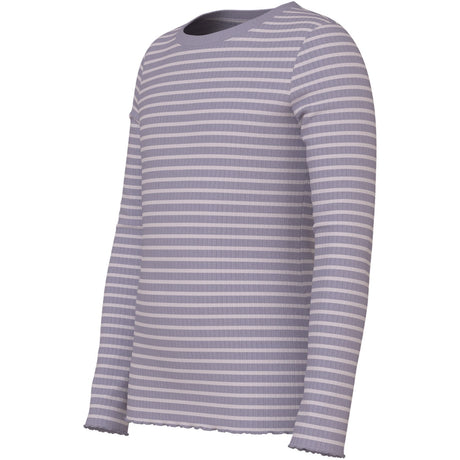 Name It Lavender Gray Lilac Marble Stripe Nkfvemma Ls Slim Topp