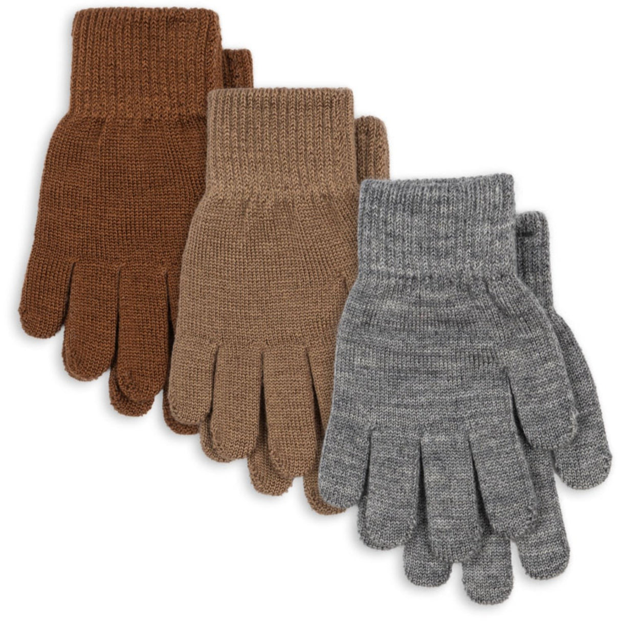 Konges Sløjd Grey Melange/Beige/Brown 3 Pakke Filla Hansker