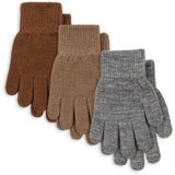 Konges Sløjd Grey Melange/Beige/Brown 3 Pakke Filla Hansker