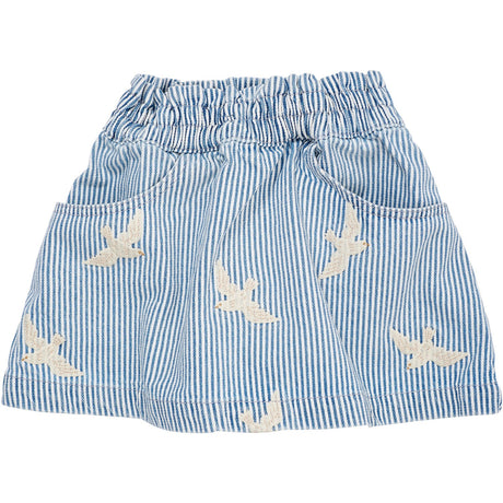 COPENHAGEN COLORS Denim Blue Stripe Y/D Twill Skjørt W. Embroirdey