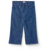 COPENHAGEN COLORS Dark Indigo Blue Washed Organic Denim Bukser W. Pocket Embroidery & Wide Leg
