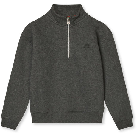 Mads Nørgaard Charcoal Melange Mix Sweat Crewie Half Zip Collegegenser