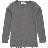 COPENHAGEN COLORS Grey Mel Modal Rib Ls Tee W. Heart Hole Pattern