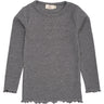 COPENHAGEN COLORS Grey Mel Modal Rib Ls Tee W. Heart Hole Pattern
