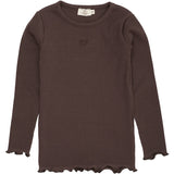 COPENHAGEN COLORS Dk Brown Modal Rib Ls Tee W. Heart Hole Pattern