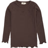 COPENHAGEN COLORS Dk Brown Modal Rib Ls Tee W. Heart Hole Pattern