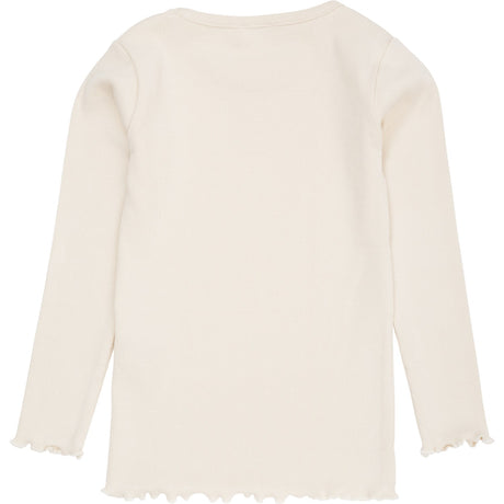 COPENHAGEN COLORS Cream Modal Rib Ls Tee W. Heart Hole Pattern