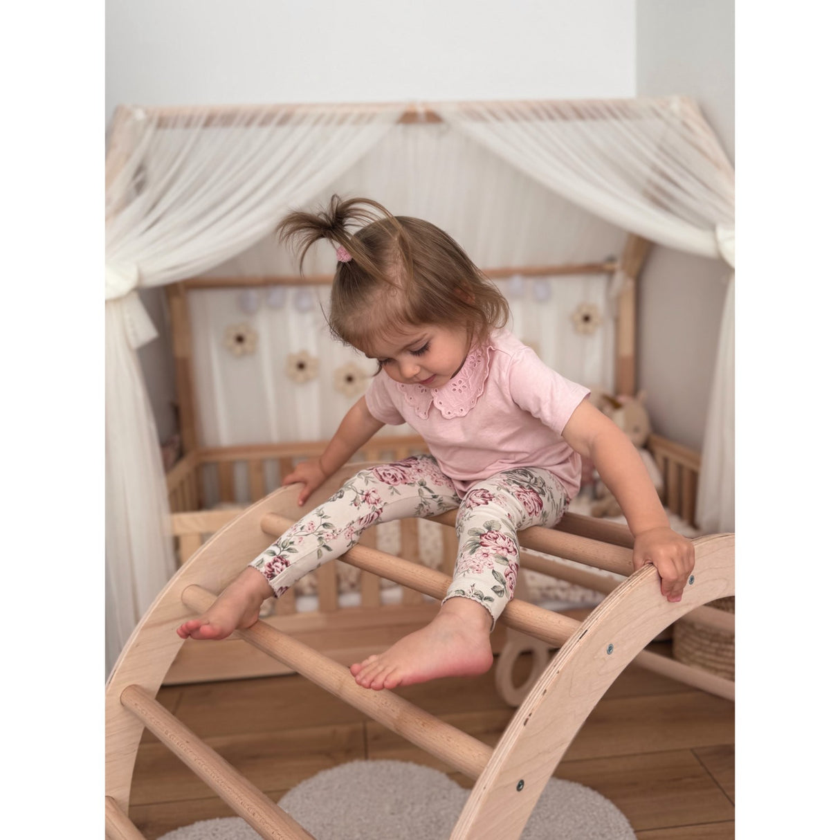 Woobiboo Natural Montessori Rocker Med Beige Madras Og Slide-Climber L