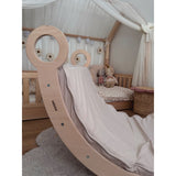 Woobiboo Natural Montessori Rocker Med Beige Madras Og Slide-Climber L