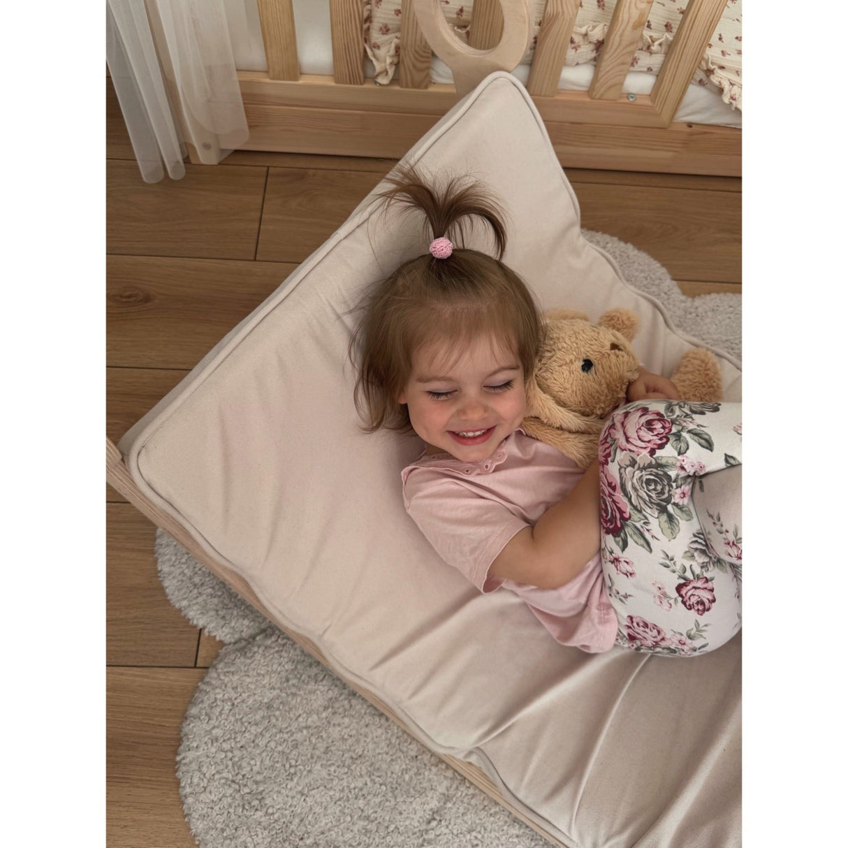Woobiboo Natural Montessori Rocker Med Beige Madras Og Slide-Climber L