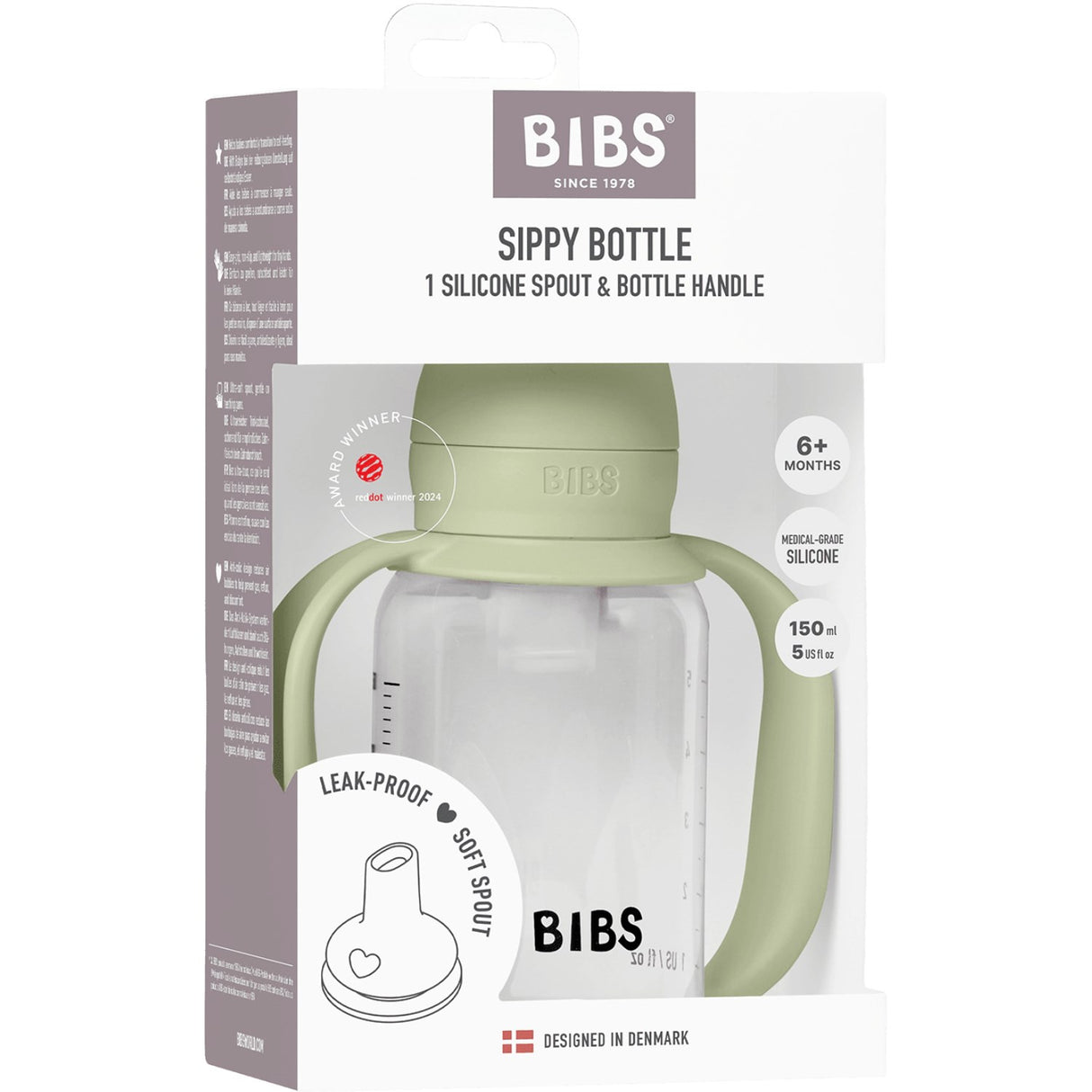 Bibs Sage Baby Sippy Flaske Spout Round Silikon Slow Flow
