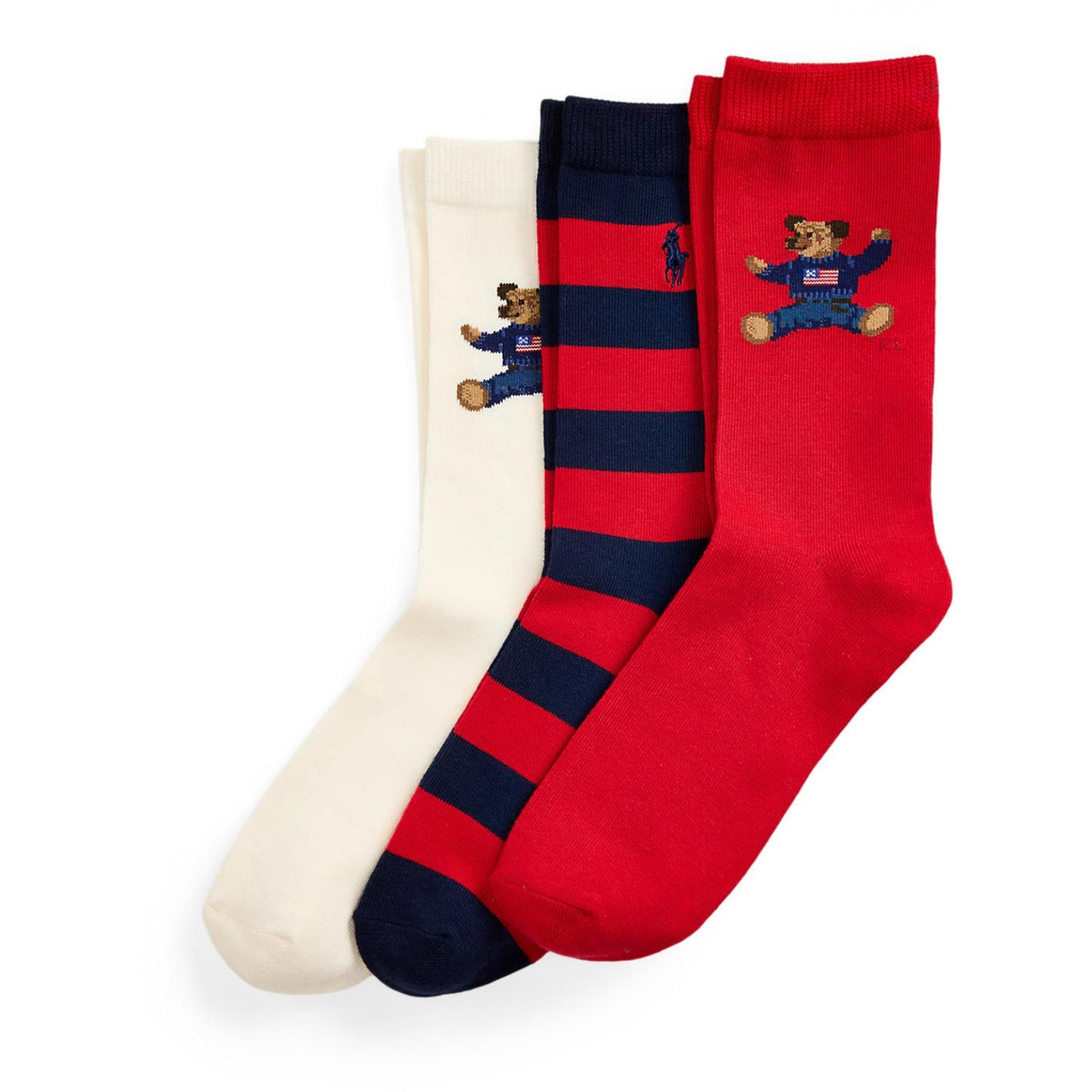 Polo Ralph Lauren Ivory/Navy/Navy Girl Crew Strømpe 3-Pakning