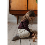 Petit Piao Dark Grape/White Body L/S Frill Modal Heart