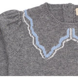 COPENHAGEN COLORS Dk Grey/Blue Comb. Cashmere Bluse W. Halsbånd Deco