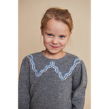 COPENHAGEN COLORS Dk Grey/Blue Comb. Cashmere Bluse W. Halsbånd Deco