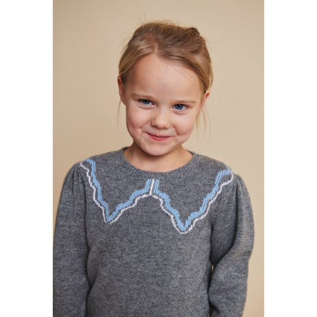 COPENHAGEN COLORS Dk Grey/Blue Comb. Cashmere Bluse W. Halsbånd Deco