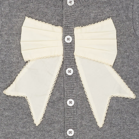 COPENHAGEN COLORS Dk Grey Mel./Cream Comb. Cashmere Cardigan W. Poplin Bue