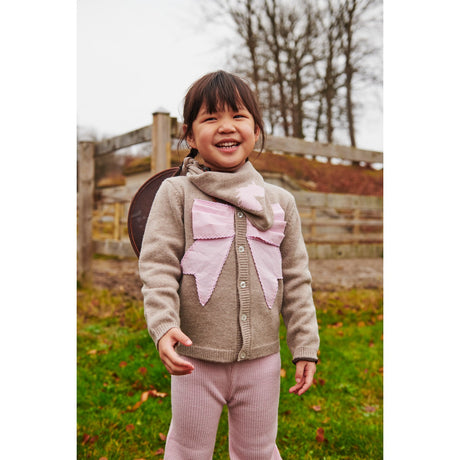 COPENHAGEN COLORS Sand/Lavender Comb. Cashmere Cardigan W. Poplin Bue