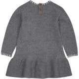 COPENHAGEN COLORS Dk Grey/Cream Comb. Lambswool Kjole W. Bue