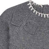 COPENHAGEN COLORS Dk Grey/Cream Comb. Lambswool Kjole W. Bue